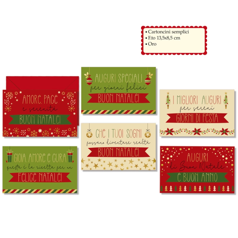 CARTONCINI XMAS 8,5X13,5 CM 60PZ AUGURI