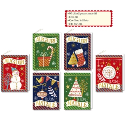 BIGLIETTI XMAS 5X7CM 90PZ CHIUDIPACCO SOGGETTO ASSORTITI