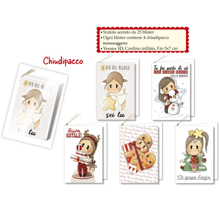 CHIUDIPACCO XMAS 5X7CM 25 BLISTER DA 4PZ LE BUBINE