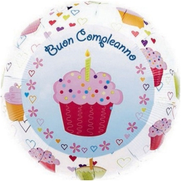 PALLONCINO MYLAR 45CM    BUON COMPLEANNO CUPCAKE