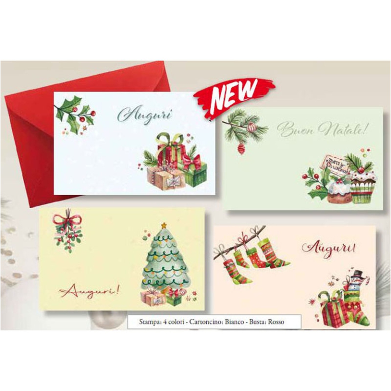 BIGLIETTI NATALE 100PZ CON BUSTA 7X11 N20104