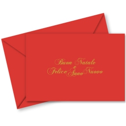 BIGLIETTI NATALE 100PZ ROSSO TESTO ORO FORMATO 9X14