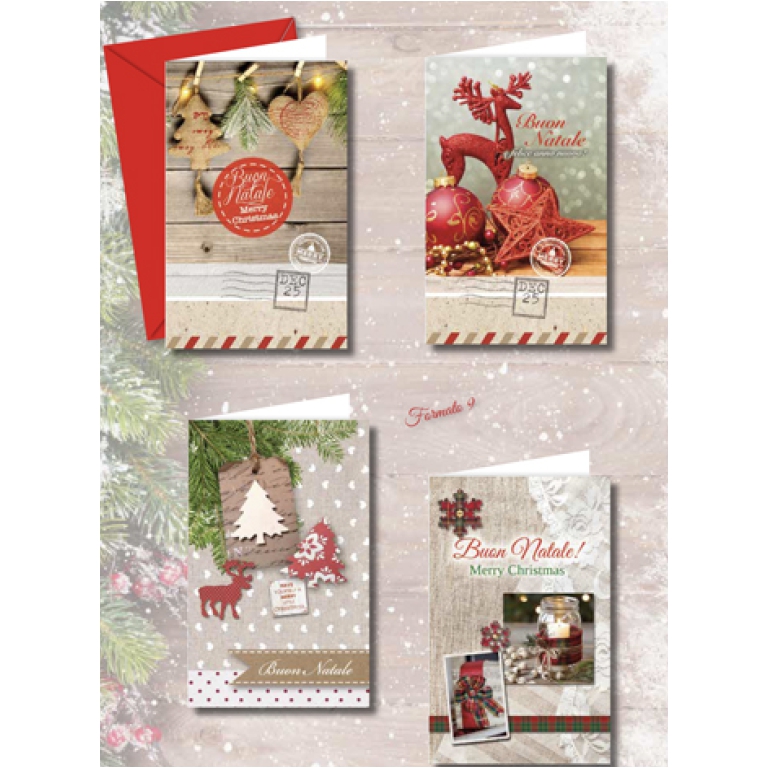 BIGLIETTI NATALE 12PZ    SHABBY FORMATO 9X14