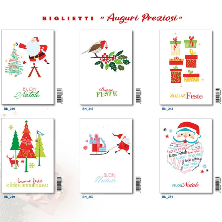 BIGLIETTI XMAS 12X17CM   12PZ RILIEVO SOGGETTO ASSORTITI