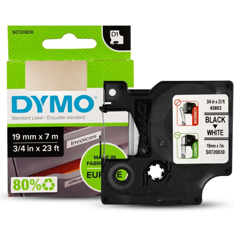 NASTRO DYMO 19MMX7MT     NERO/BIANCO 45803 5