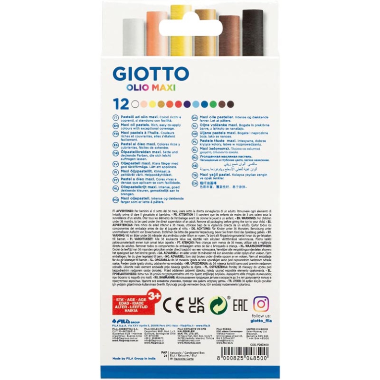 PASTELLI OLIO MAXI 12 COLORI 6 CONFEZIONI GIOTTO 5