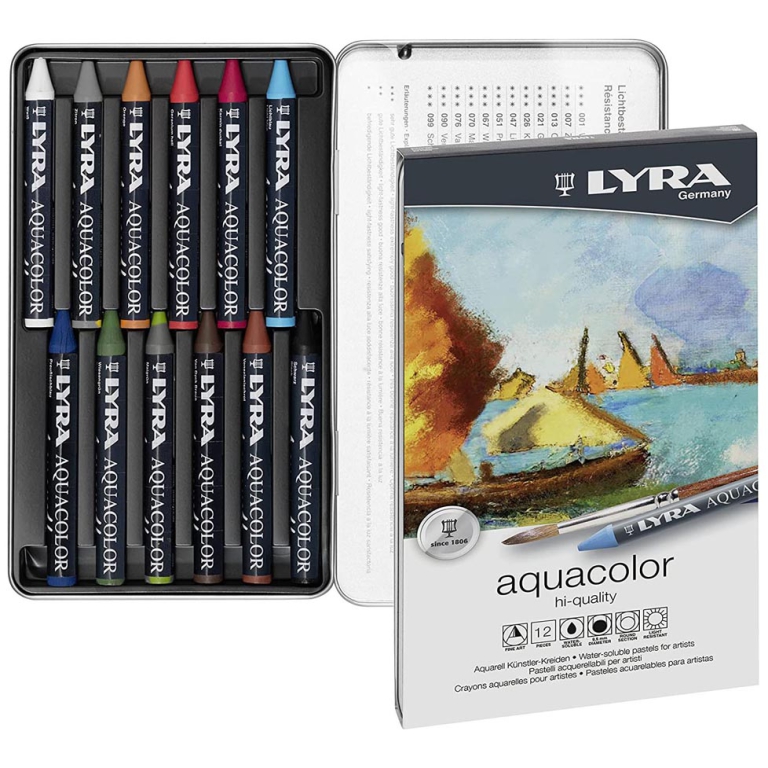 LYRA AQUACOLOR SET 12PZ  SCATOLA METALLO