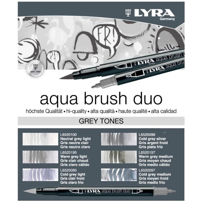 AQUA BRUSH DUO 6 COLORI GRIGIO ACQUERELLABILI 2