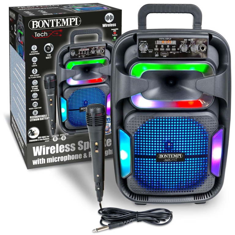 SPEAKER WIRELESS 120WATT CON LUCI E MICROFONO