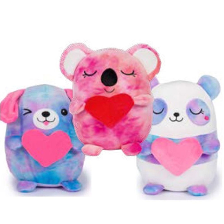 PELUCHES ANIMALI COLORATI 23CM SUPERSOFT CON CUORE