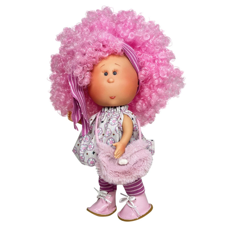 BAMBOLA MIA 23CM CRURLY  PINK HAIR HOUSE