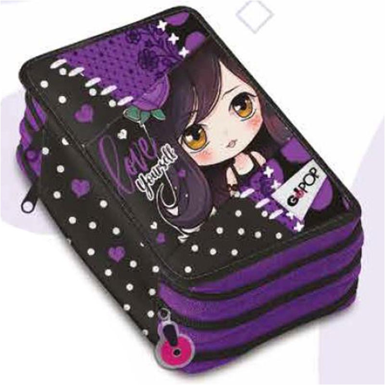 GOPOP ASTUCCIO 3 ZIP 19X13CM DARK LOVE