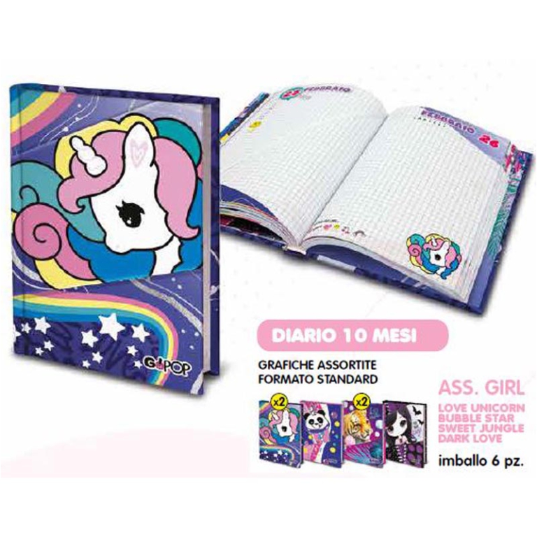 GOPOP DIARIO GIRL ASSORTITI   UNICORN/BUBBLE/SWEET/LOVE