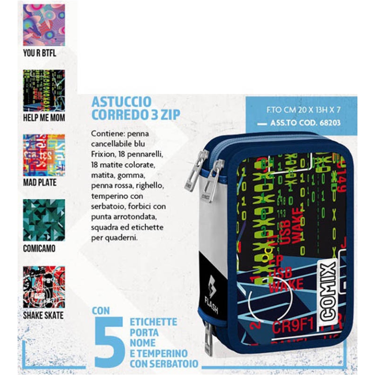 ASTUCCIO  3 ZIP 22X5X7 COMIX FLASH