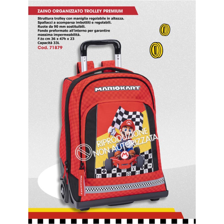 TROLLEY ORGANIZZATO PREMIUM 36X47X23CM MARIOKART