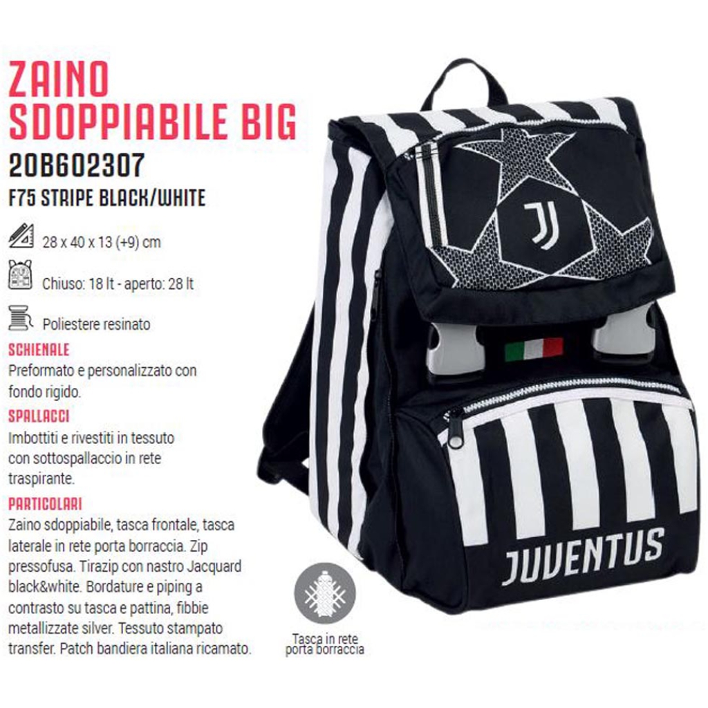 ZAINO SDOPPIABILE BIG 28X40X12 JUVENTUS: vendita ingrosso con consegna  veloce