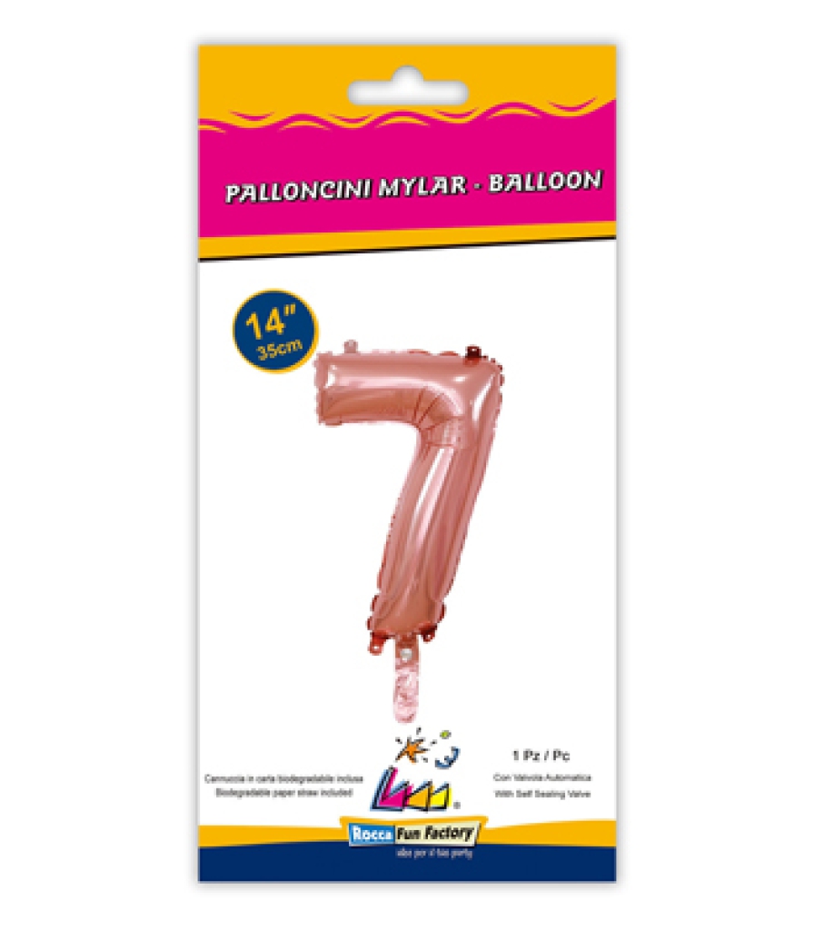 Palloncino numero 7 Argento 14 35cm con valvola