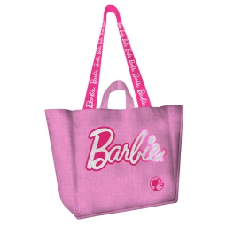 BORSA MARE DOPPIO MANICO BARBIE 35X37CM ROSA