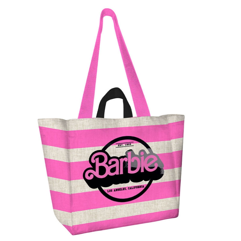 BORSA MARE DOPPIO MANICO BARBIE 35X37CM RIGHE