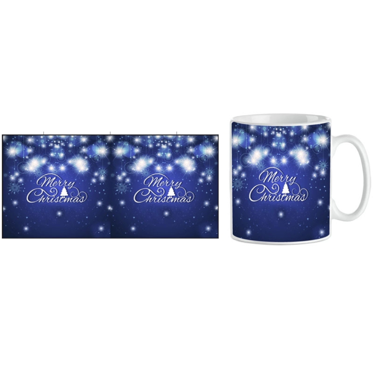 TAZZA MUG XMAS MERRY CHRISTMAS SFONDO BLU