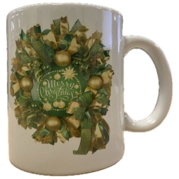 TAZZA MUG XMAS MERRY CHRITMAS GHIRLANDA VERDE/ORO