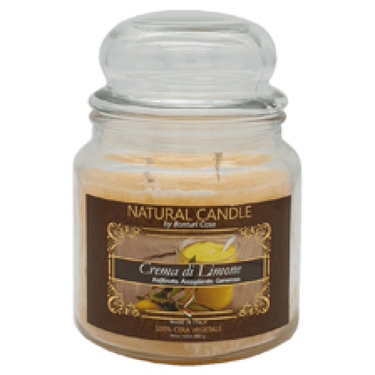 CANDELA 380GR VEGETALE IN GIARA VETRO CREMA LIMONE