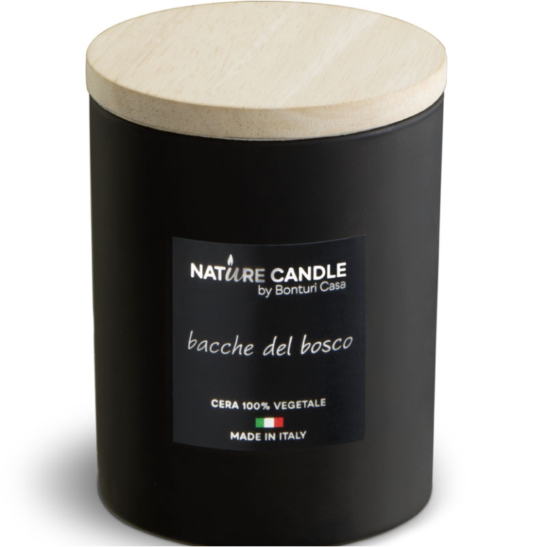 CANDELA 200GR VEGETALE VETRO BACCHE BOSCO DOLOMITI