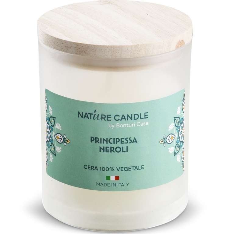 CANDELA 200GR VEGETALE VETRO PRIN.NEROLI mediterraneo