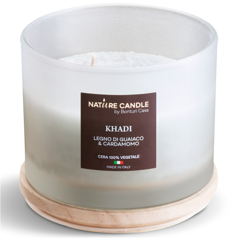 CANDELA 380GR VEGETALE VETRO KHADI ATELIER