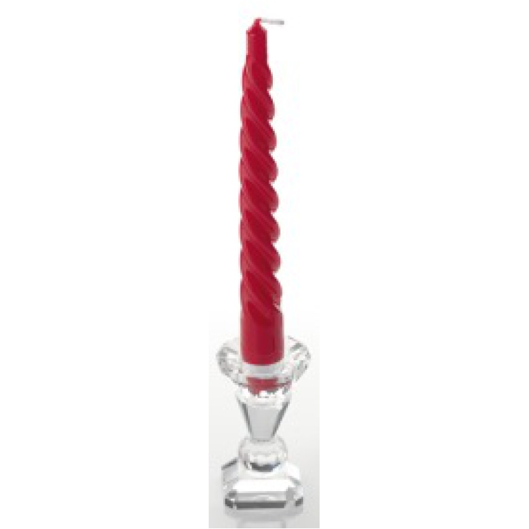 CANDELA TORCIGLIONE H21CM ROSSO LACCATO 6PZ