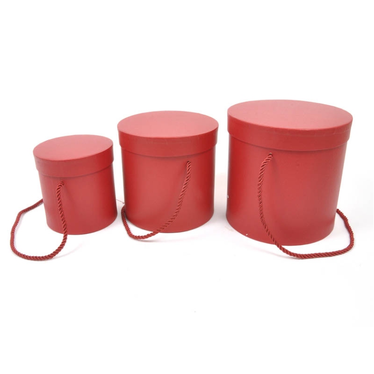 SCATOLE MATRIOSKA SET 3PZ TONDA ROSSA CON CORDINO