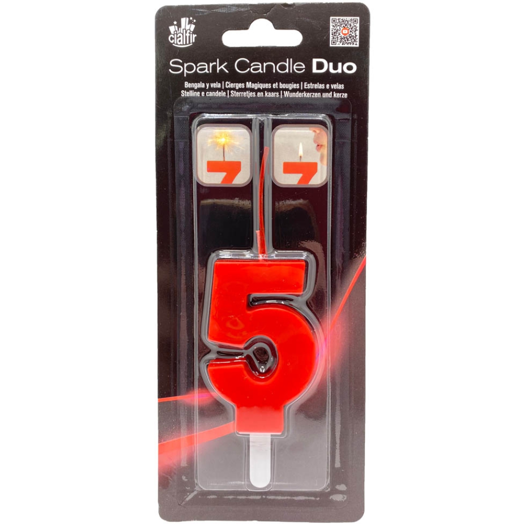 CANDELA NUMERO 5 DUO SCINTILLE ROSSA: vendita ingrosso con consegna veloce