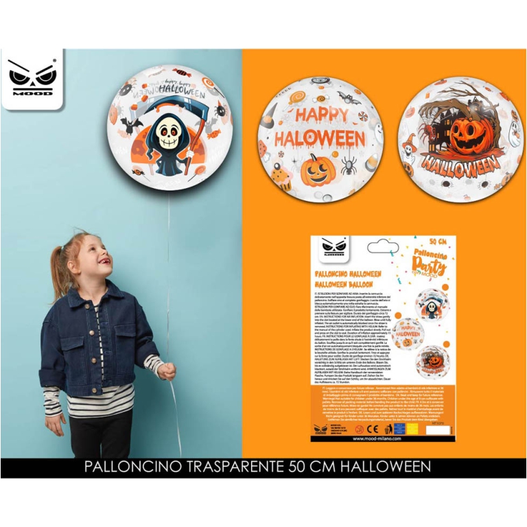 PALLONCINO TRASPARENTE HALLOWEEN 50CM