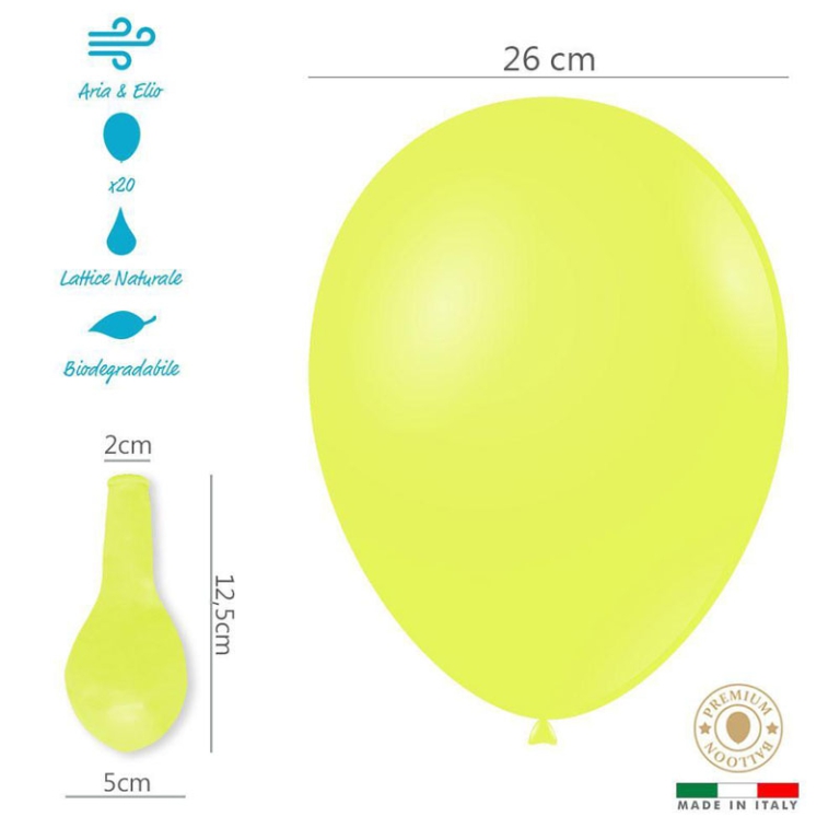 PALLONCINI 26CM 20PZ COLORI FLUO ASSORTITI BIO 2