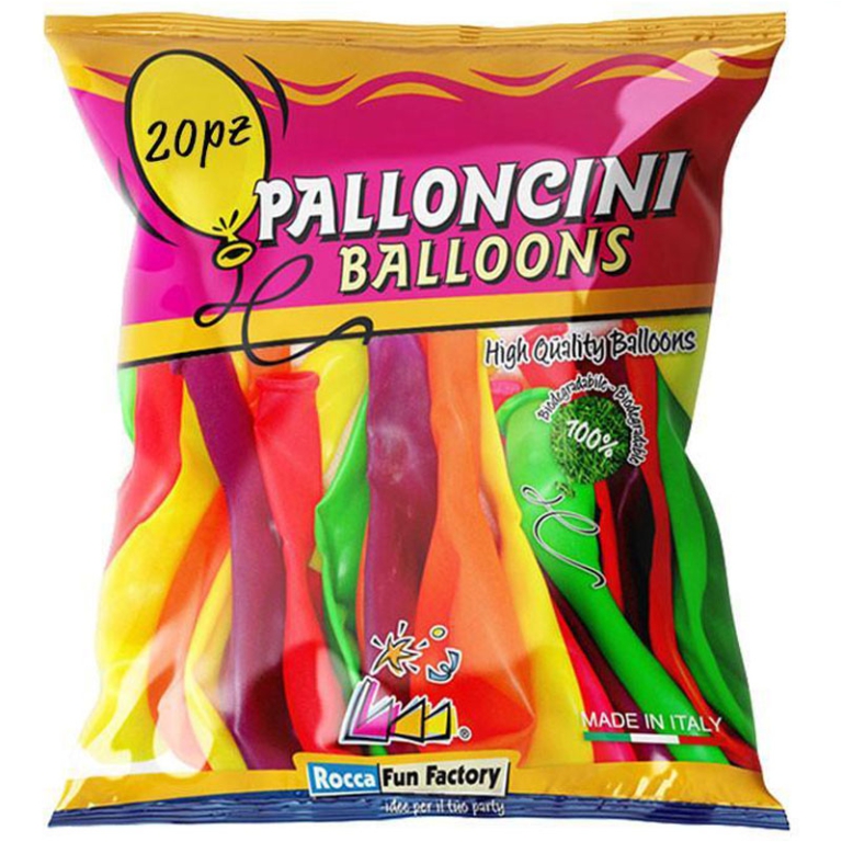 PALLONCINI 26CM 20PZ COLORI FLUO ASSORTITI BIO 3