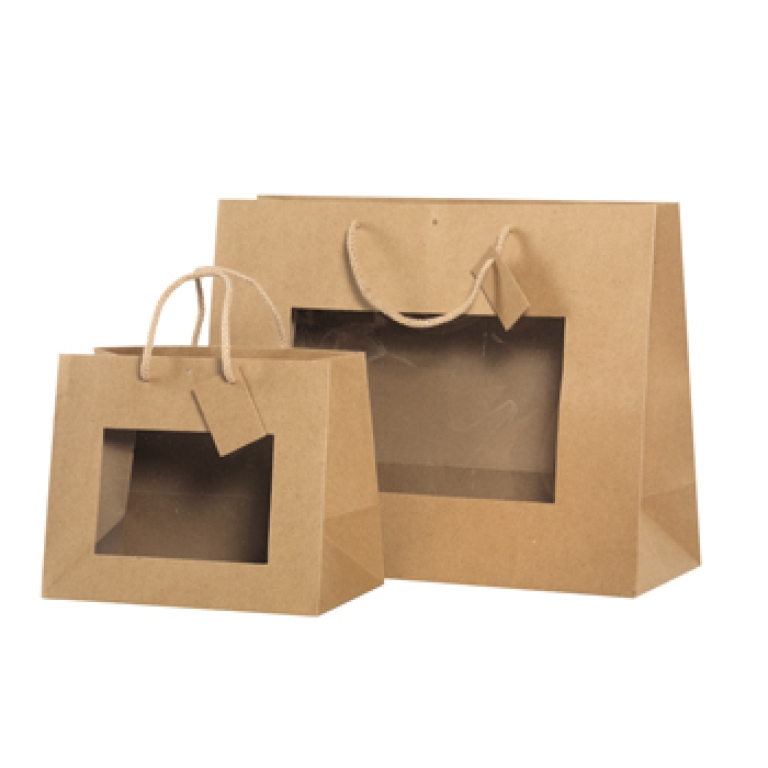 SHOPPER 24X19X14CM KRAFT AVANA CON FINESTRA 12PZ