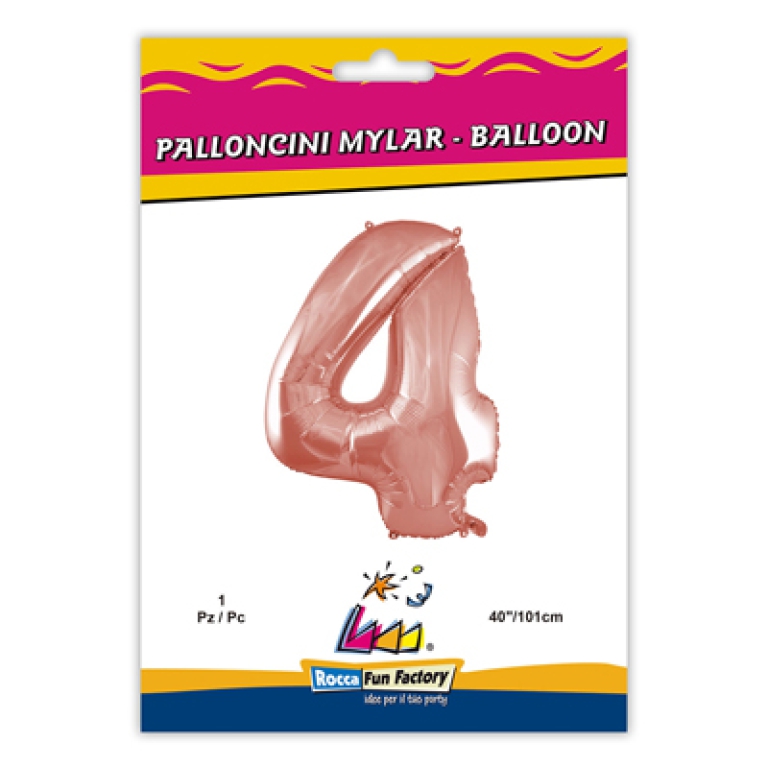 PALLONCINI MYLAR NUMERO 4 ROSA GOLD 101CM