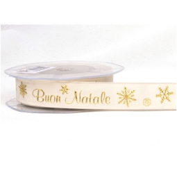 NASTRO TELA RUSTICA 25MMX15MT BUON NATALE ORO