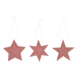 DECORO STELLE PANNO D8CM 3PZ ROSA/ORO DA APPENDERE