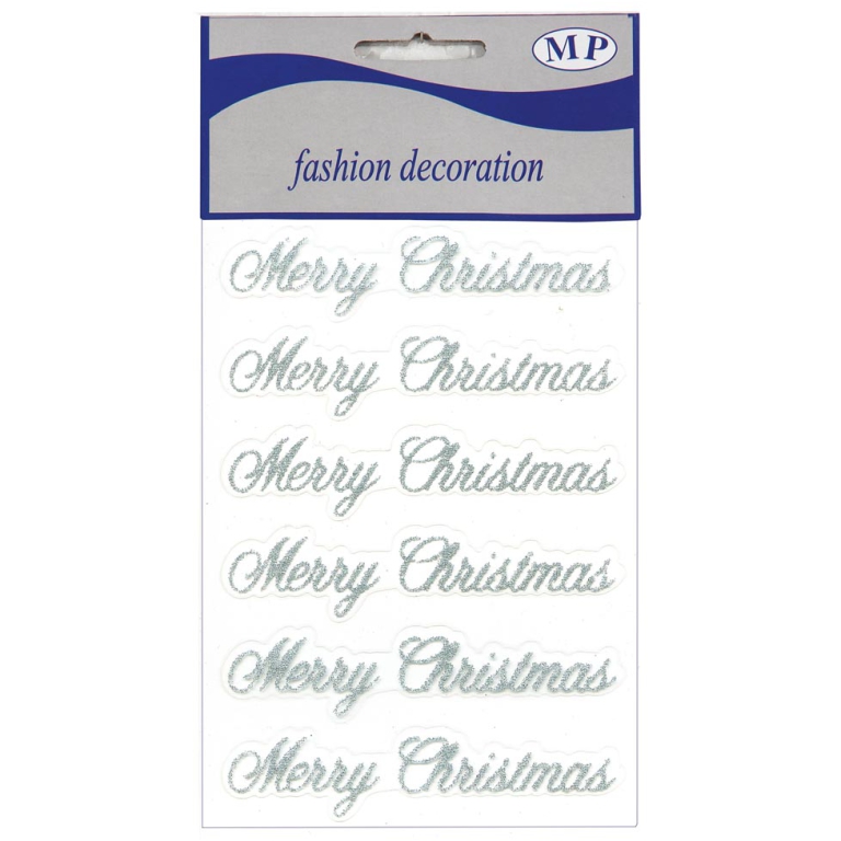 STICKERS 6 MERRY XMAS    ARGENTO GLITTER