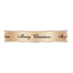 NASTRO MERRY XMAS MM15X25MT ORO SCRITTA NERA