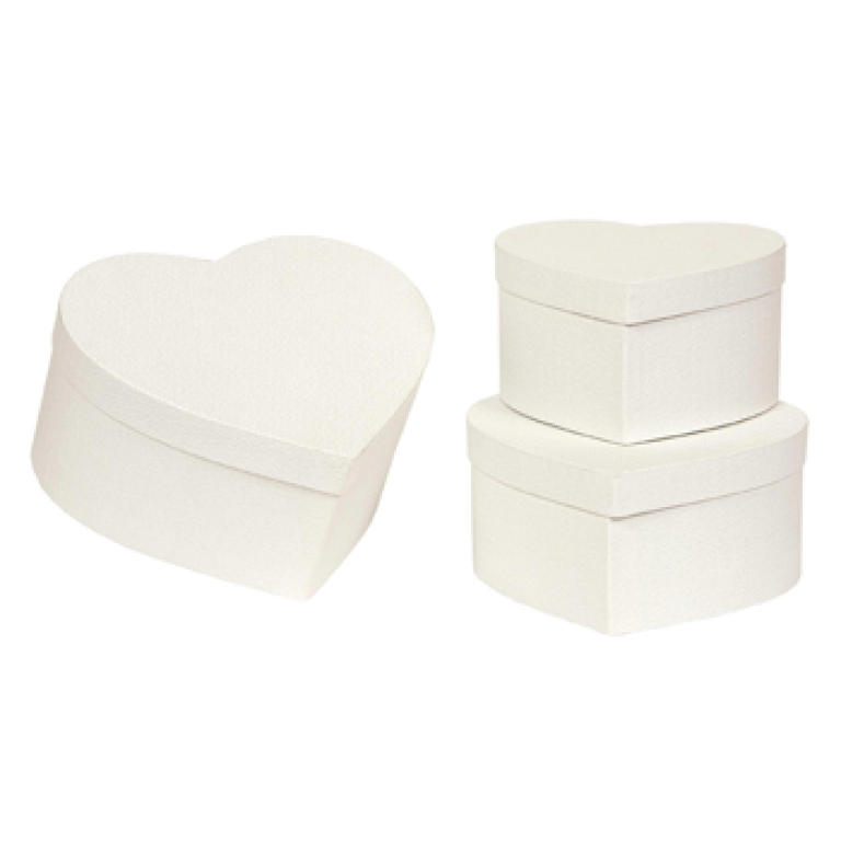 SCATOLA CUORE SET 3PZ 18/21/24CM BIANCO