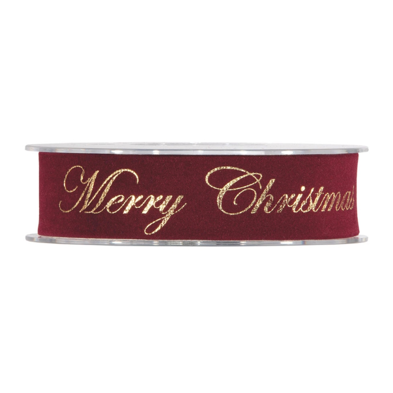 NASTRO 25MMX10MT MERRY CHRISTMAS BORDEAUX