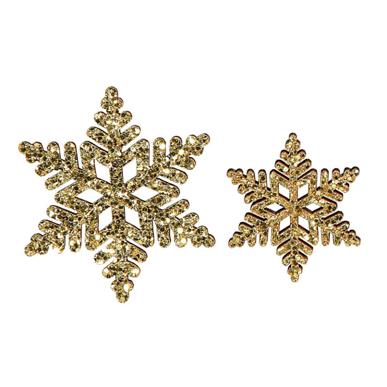 DECORAZIONE 18PZ FIOCCO  DI NEVE ORO D5 E 3CM ASSORTITI