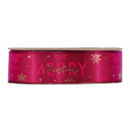 NASTRO MERRY XMAS MM25X10MT ROSSO CON FIOCCHI NEVE