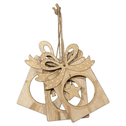 DECORO STELLA CUORE ALBERO 3PZ LEGNO 6,5X11CM