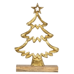 DECORO ALBERO DI NATALE  LEGNO 16X5X25CM ORO