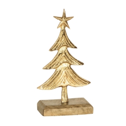 DECORO ALBERO DI NATALE  LEGNO 8,5X4X16,5CM ORO