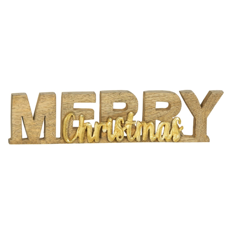 DECORO SCRITTA MERRY XMAS 29,5X1,5H7CM LEGNO