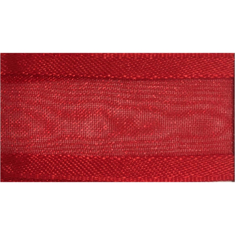 NASTRO ORGANZA 38MMX25MT BORDATO RASO ROSSO 042